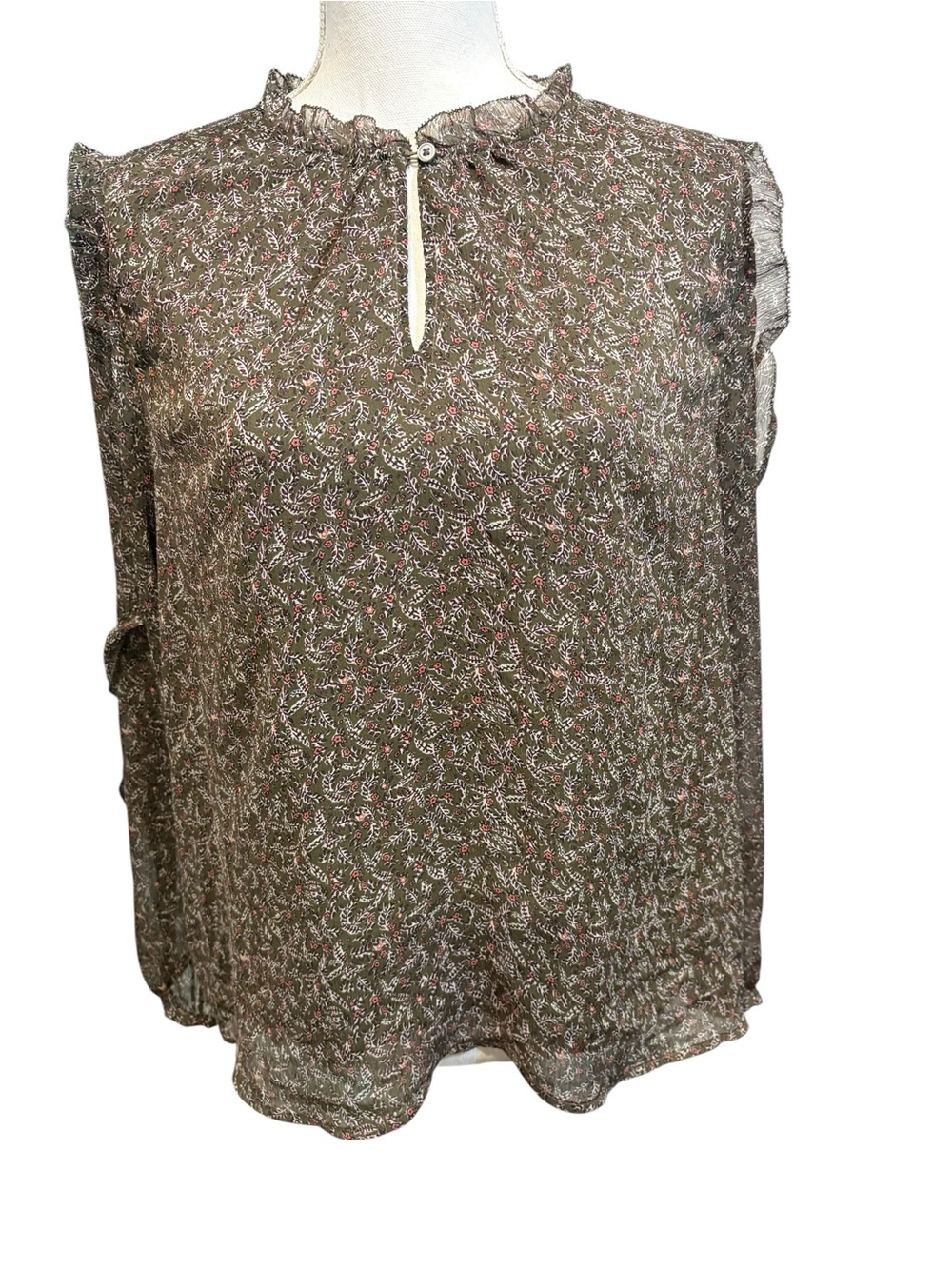 Loft Sheer Lightweight Floral Peasant Blouse. Size L